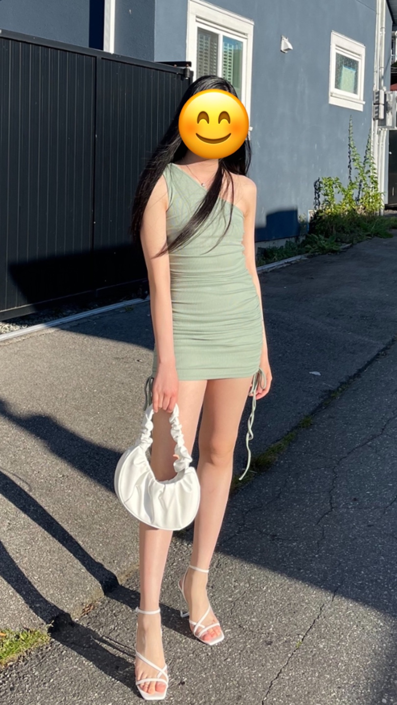 Sage Green One-Shoulder Mini Dress - photo 2