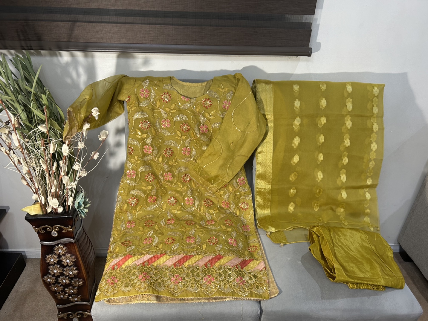 Beautiful Mustard Yellow Pakistani Shalwar Kameez Suit