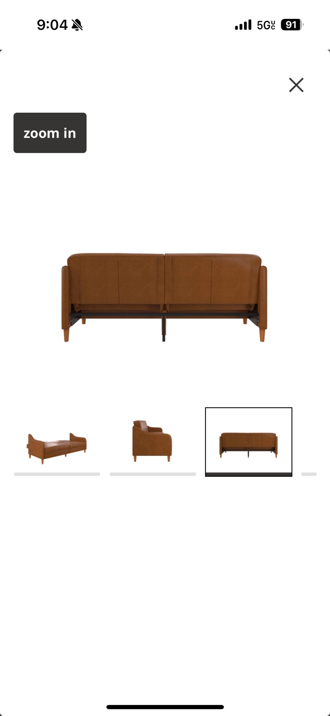 Brown Leather Futon Sofa Couch - photo 4