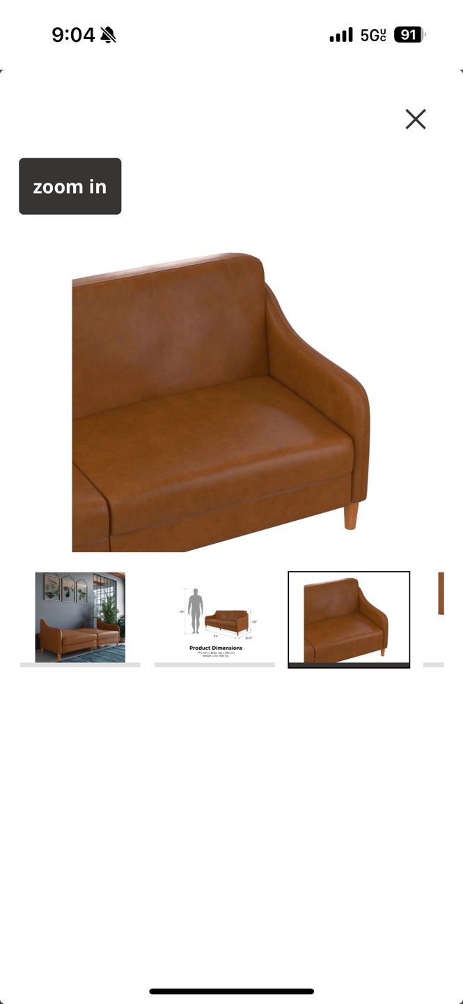 Brown Leather Futon Sofa Couch - photo 5