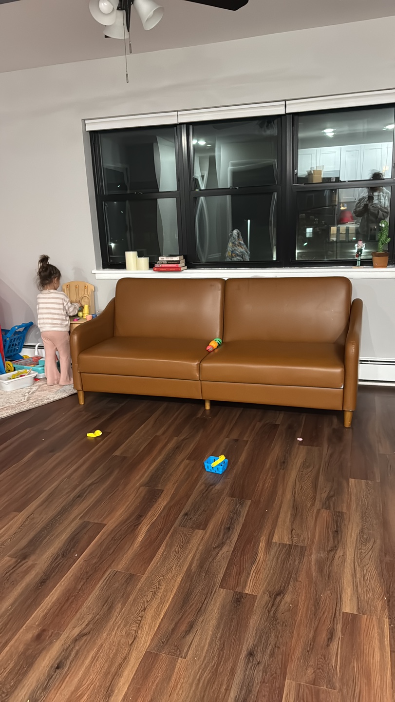 Brown Leather Futon Sofa Couch