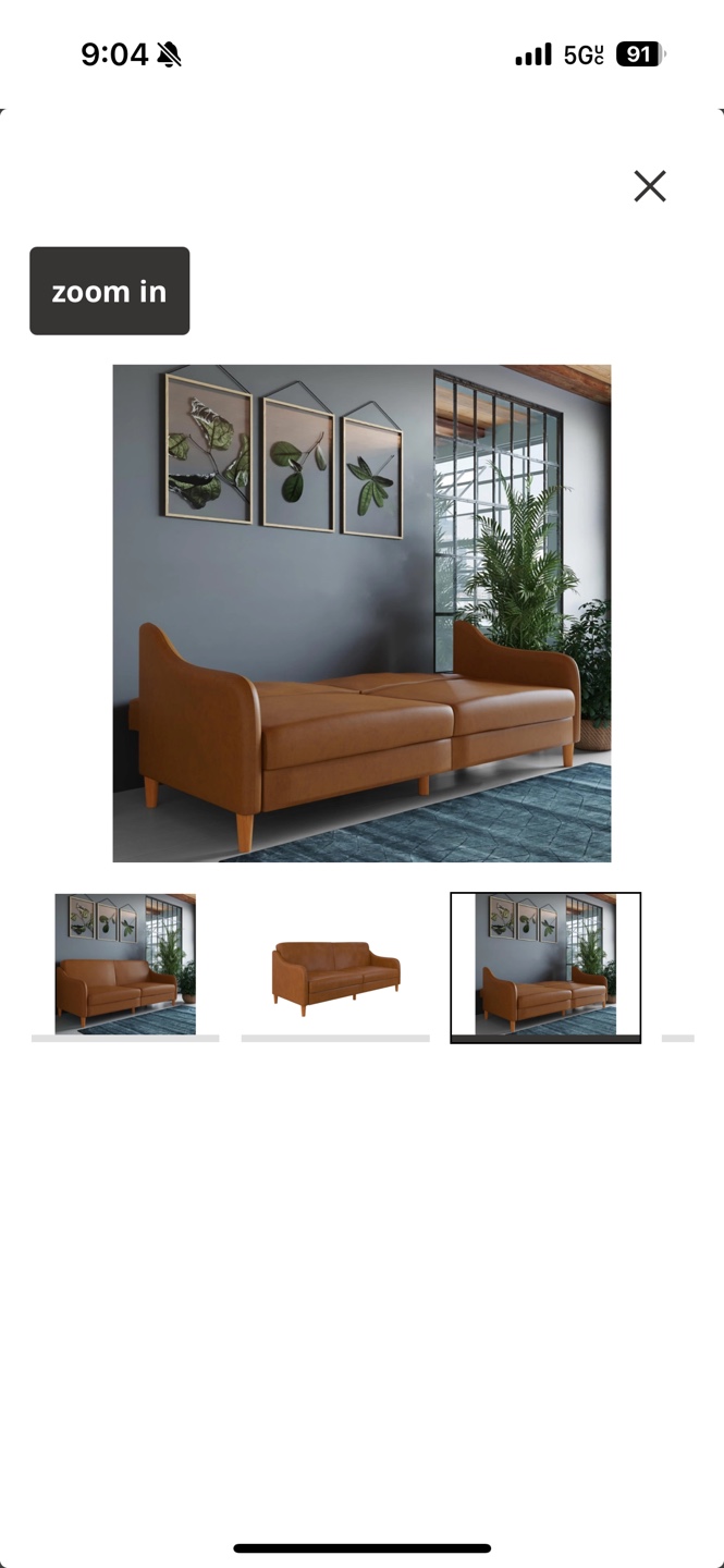 Brown Leather Futon Sofa Couch - photo 2