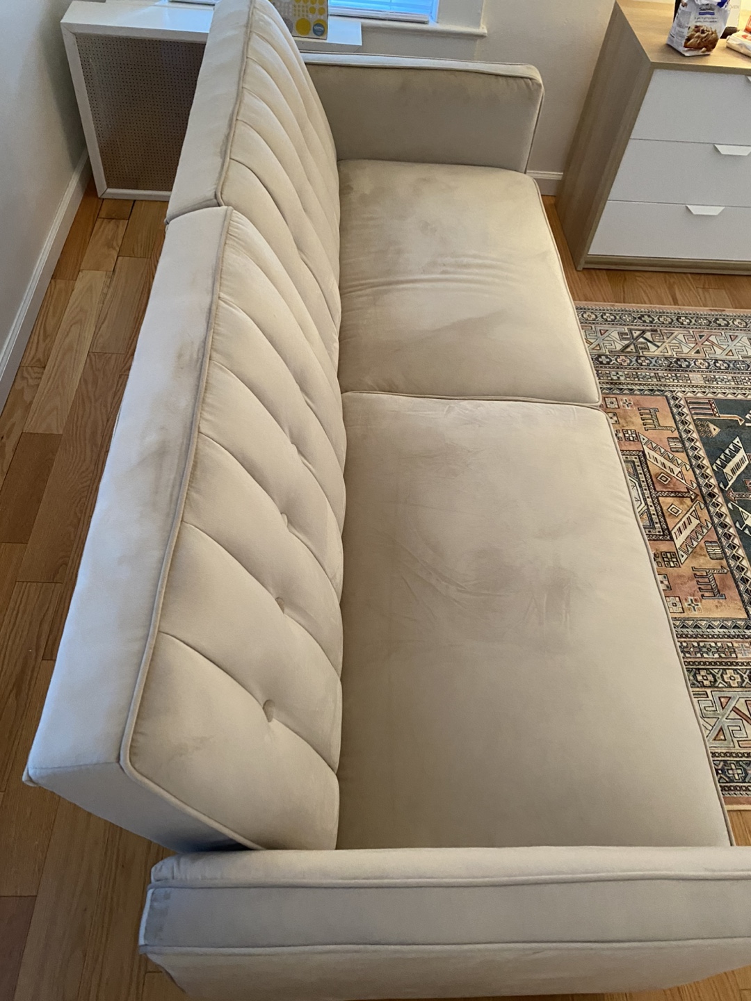 Beige Velvet Futon Sofa