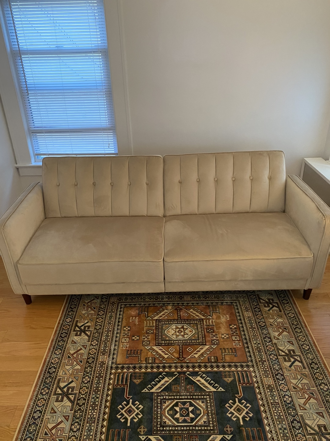 Beige Velvet Futon Sofa - photo 2