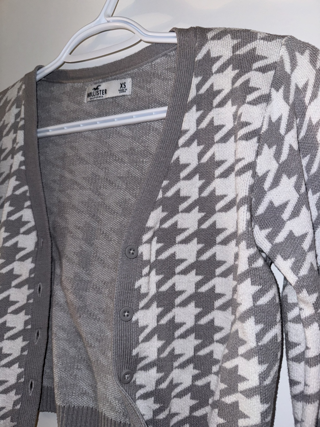 Hollister Grey and White Houndstooth Cardigan - XS - photo 2