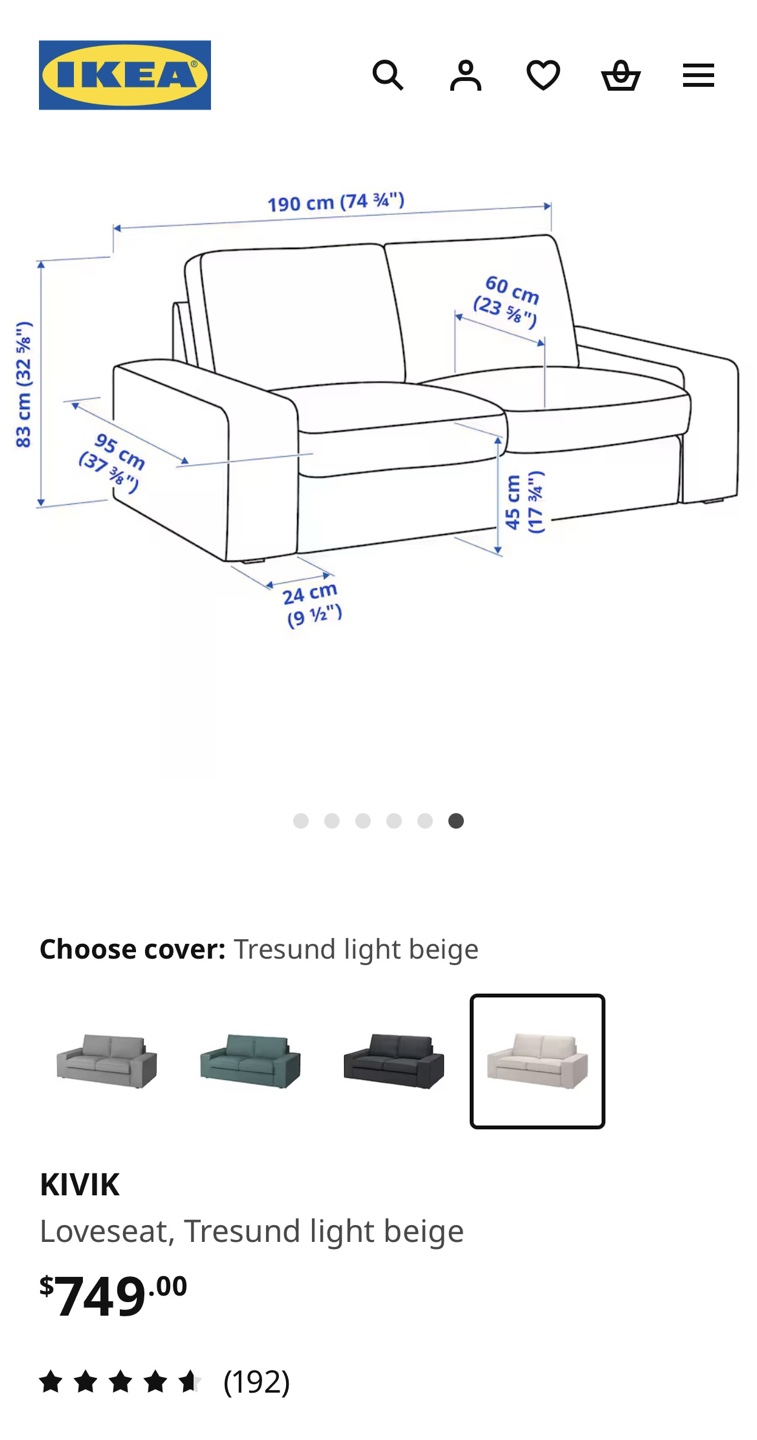 IKEA KIVIK Loveseat - Tresund Light Beige - photo 4