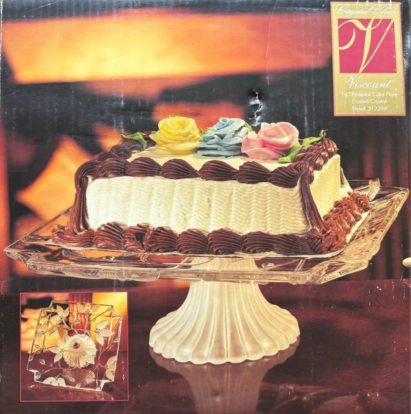 Vintage Crystal Cake & Pastry Stand, Never Used image indicator(6)