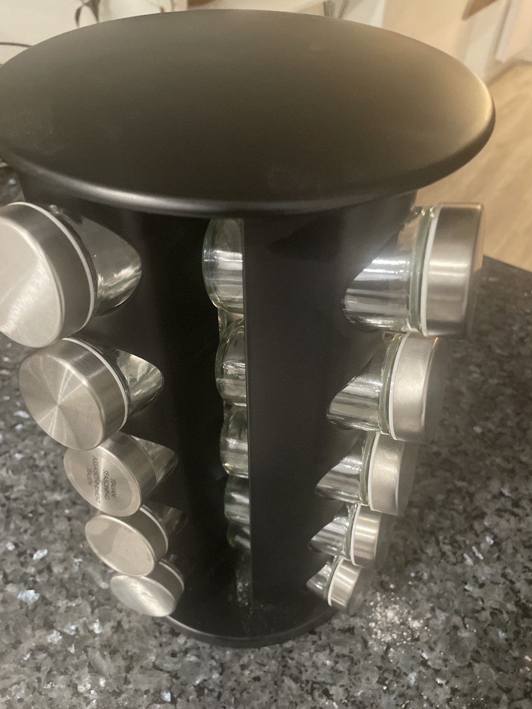 Rotating Spice Rack Organizer with 16 Glass Jars