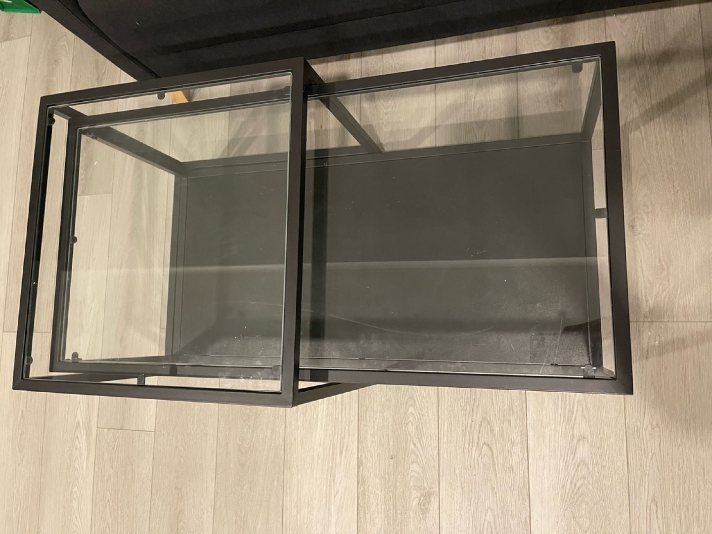 Ikea Black Metal and Glass Nesting Coffee Tables