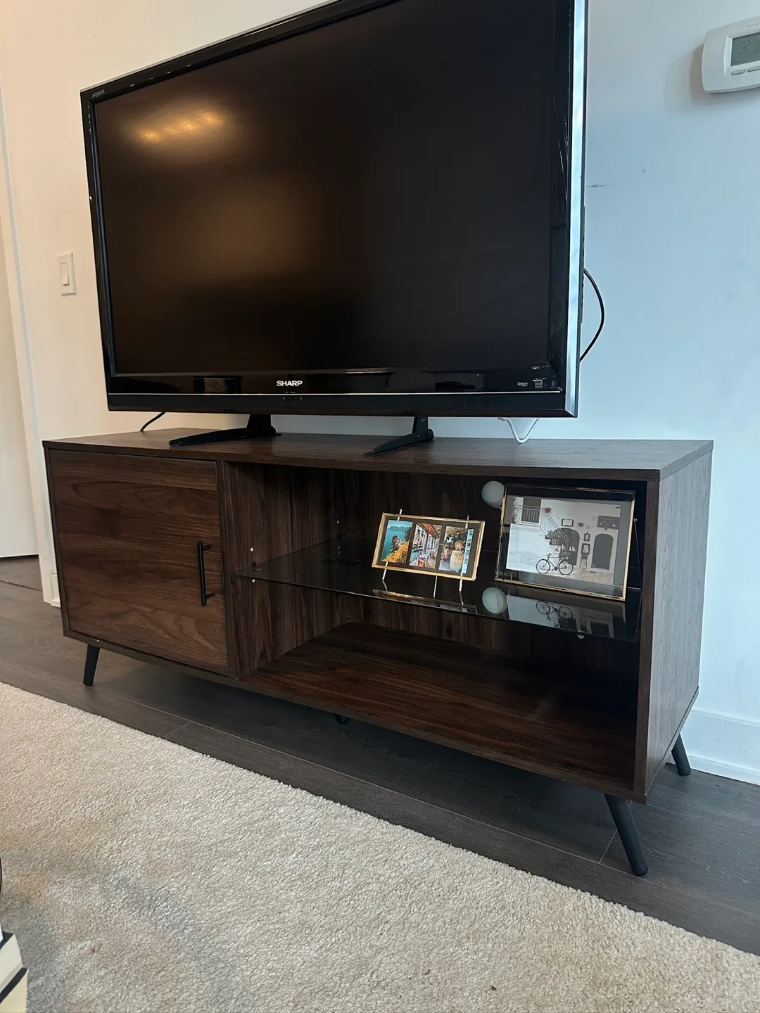 Mid-Century Modern Wood TV Stand with Storage thumbnail