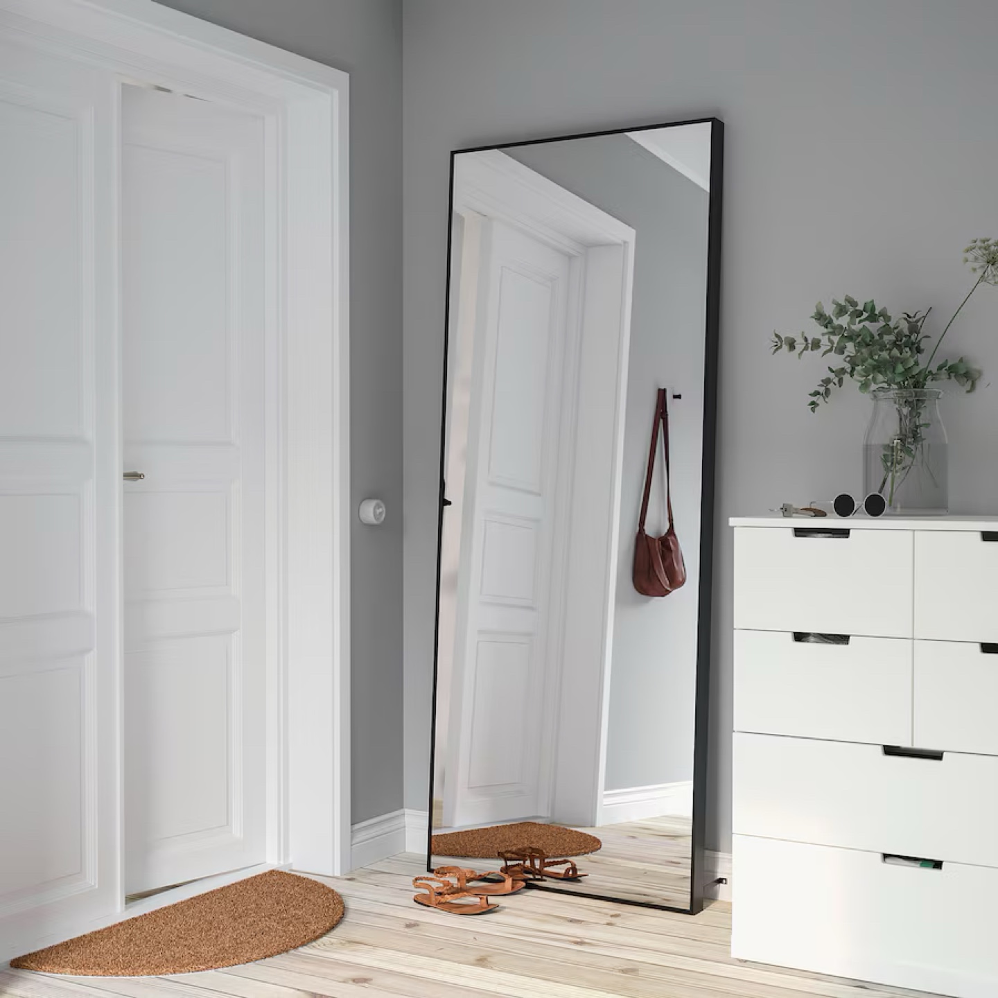 Ikea Full-Length Floor Mirror with Black Frame