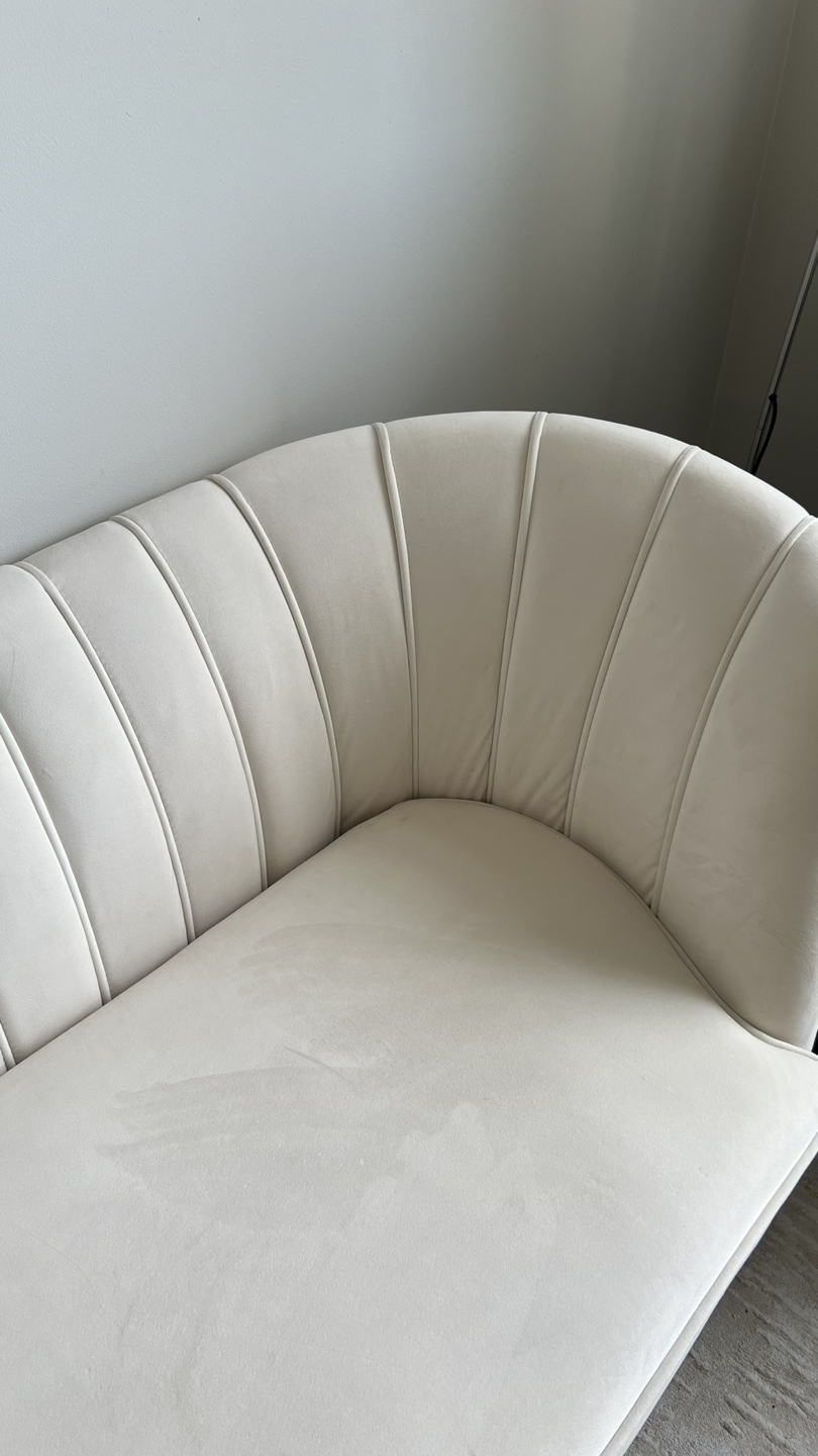 Elegant Off-White Velvet Sofa with Gold Legs - photo 5