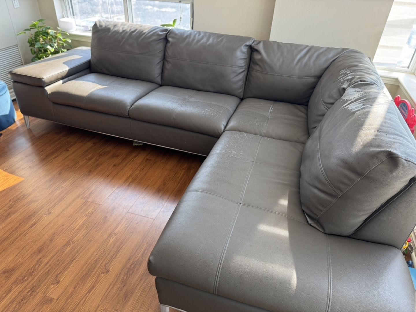 Grey Leather Sectional Sofa