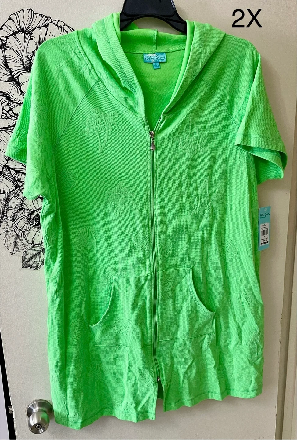 Plus size Palm Grove Zip-Up swimsuit covers - 2X thumbnail