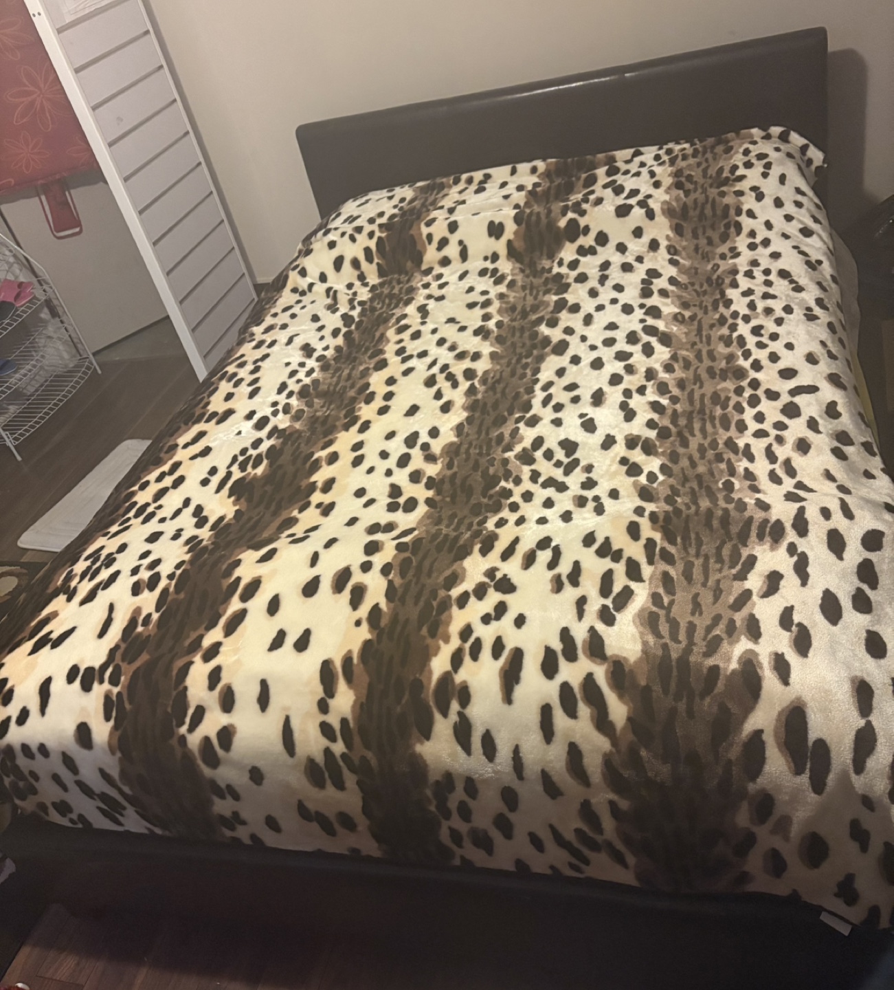 Queen Size Bed Frame with Box Spring and Blanket