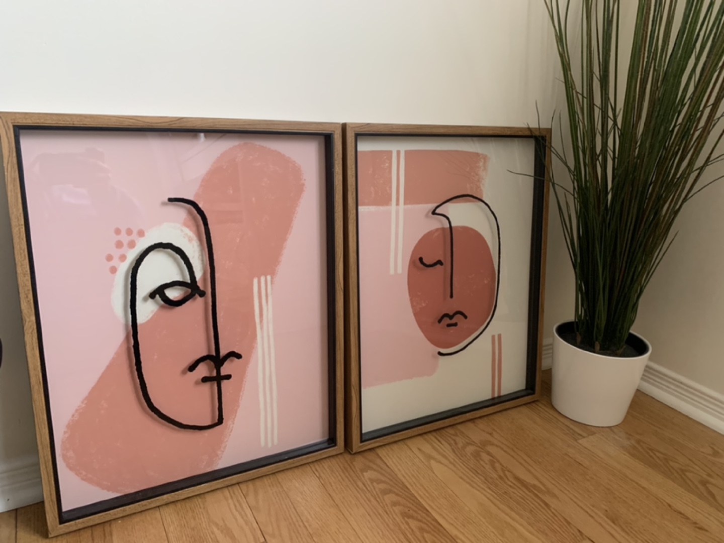 Set of Two Abstract Face Wall Art