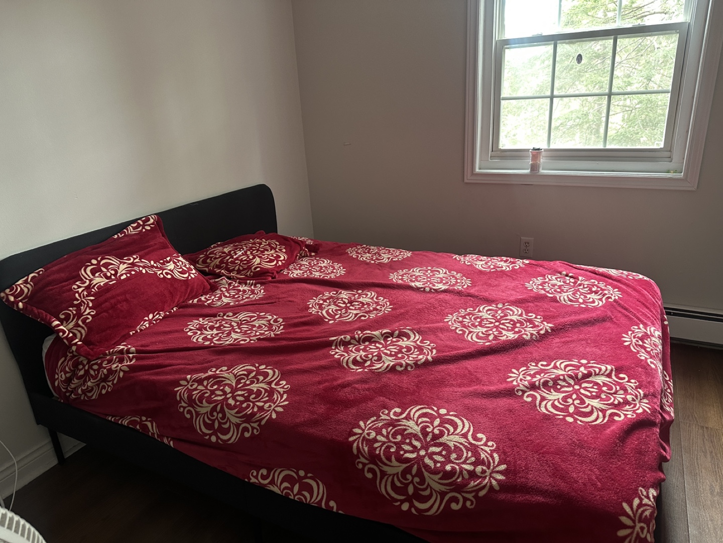 Queen-size bed frame, dark grey plus mattress - photo 2