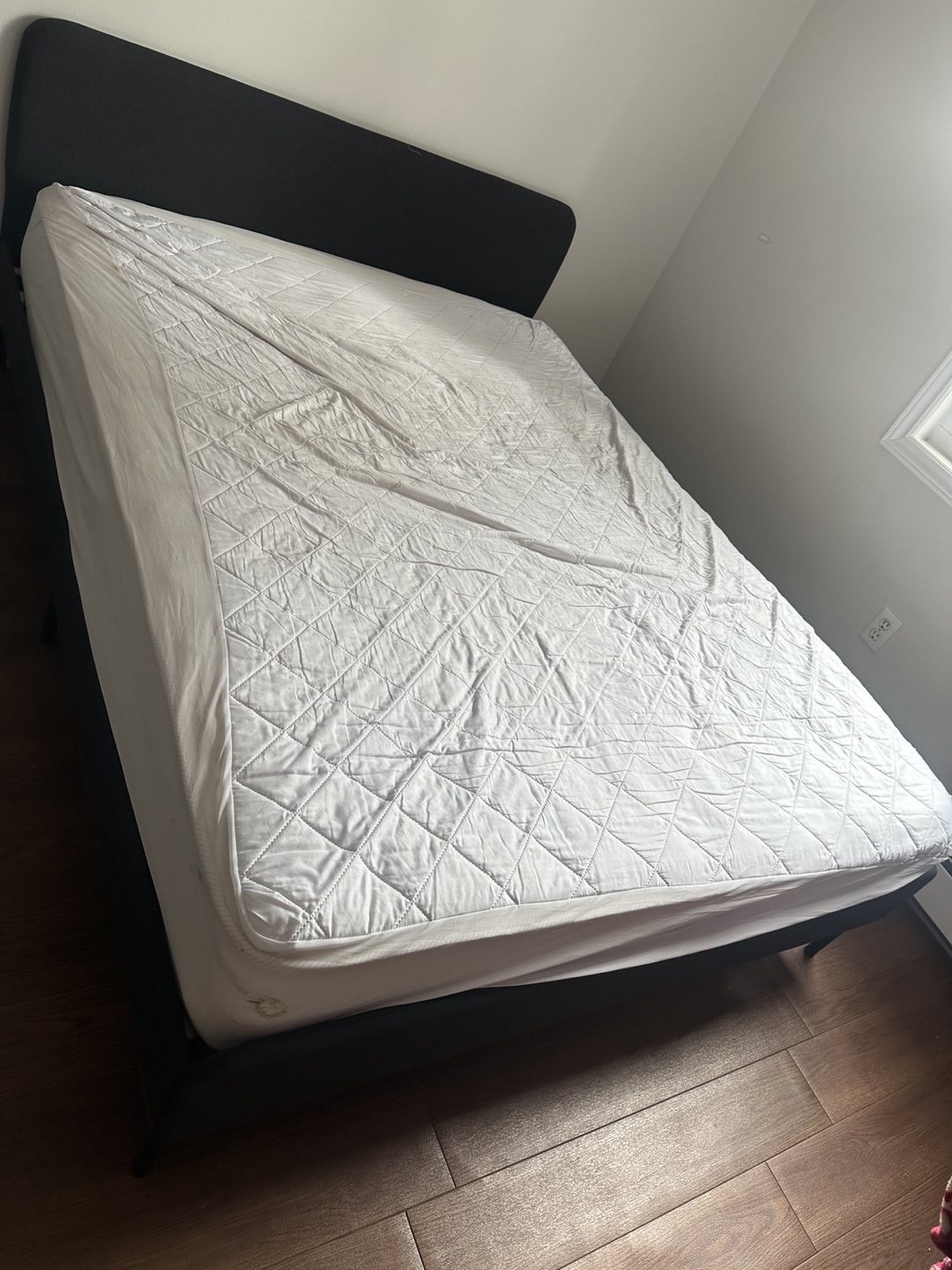 Queen-size bed frame, dark grey plus mattress - photo 4