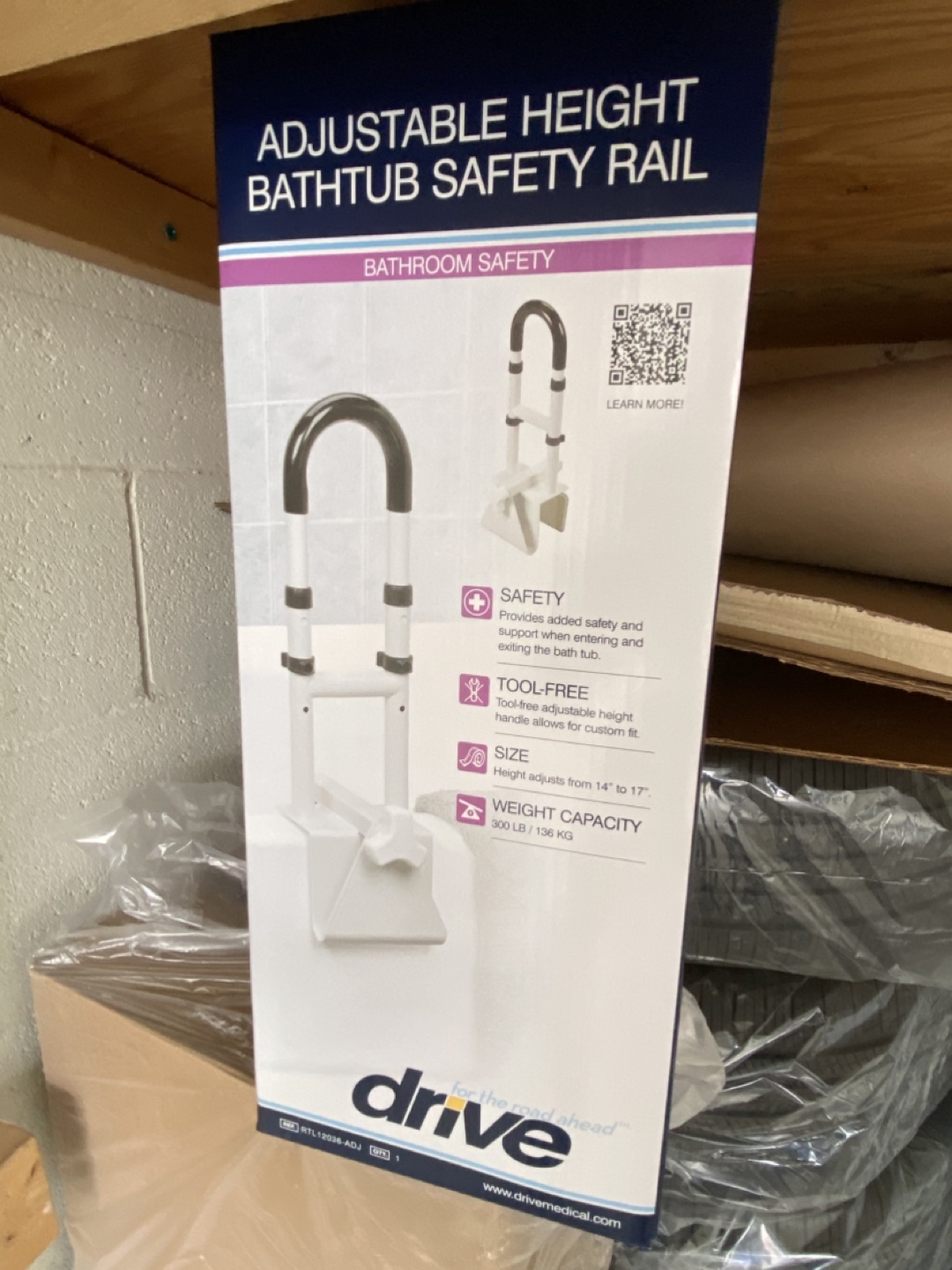 Drive Medical Adjustable Height Bathtub Safety Rail