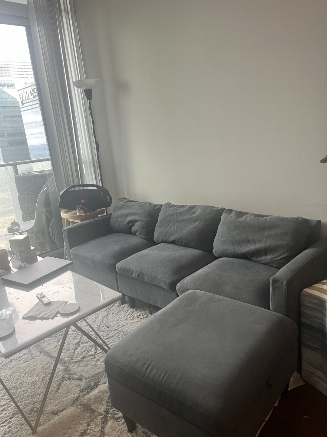 Grey Sectional Sofa with Ottoman
