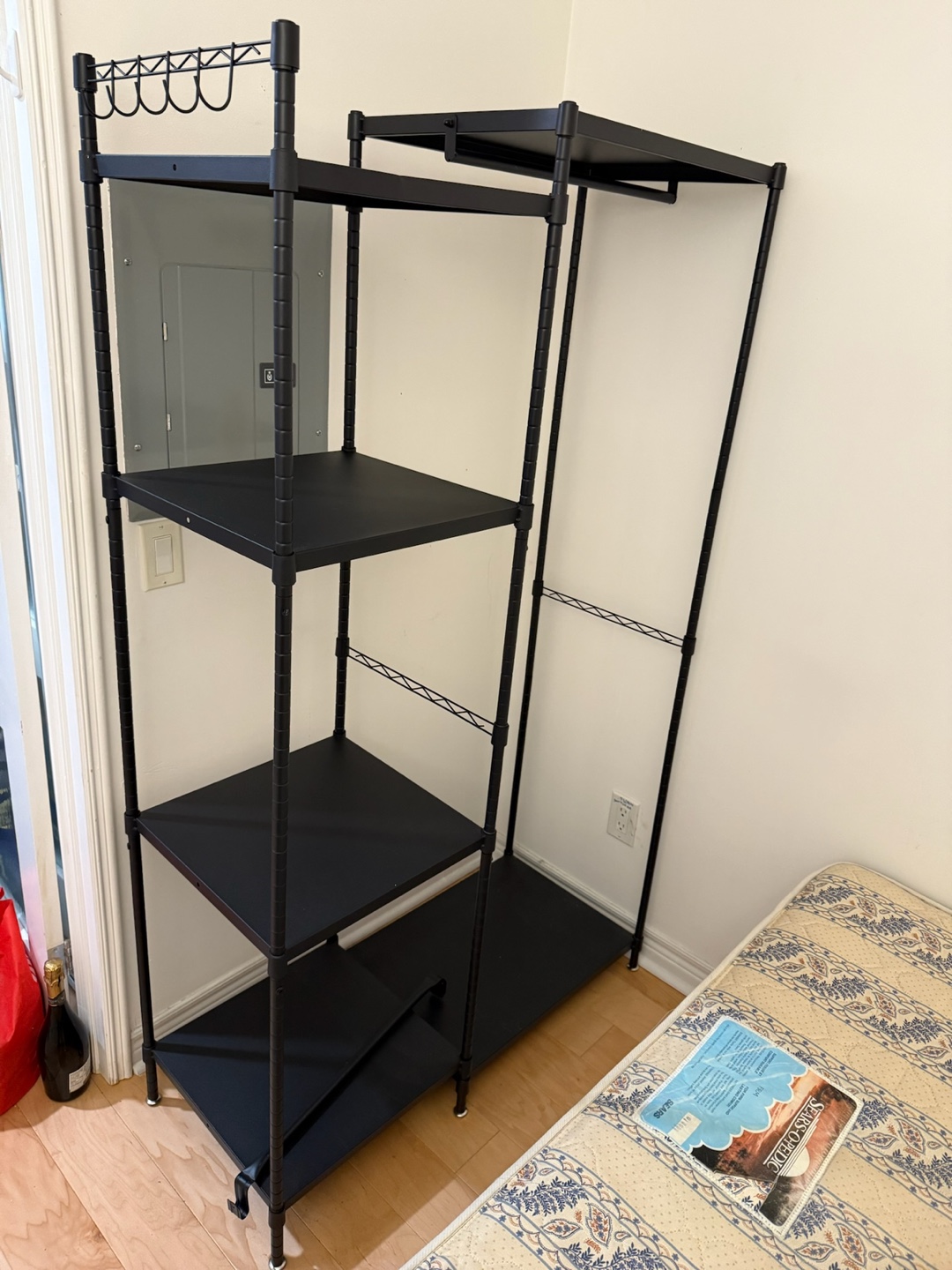 Metal Storage Rack & Open Wardrobe - Black
