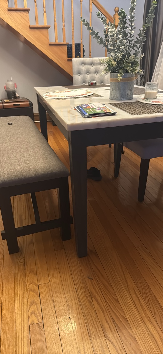 Marble-Top Dining Table with Bench - photo 3