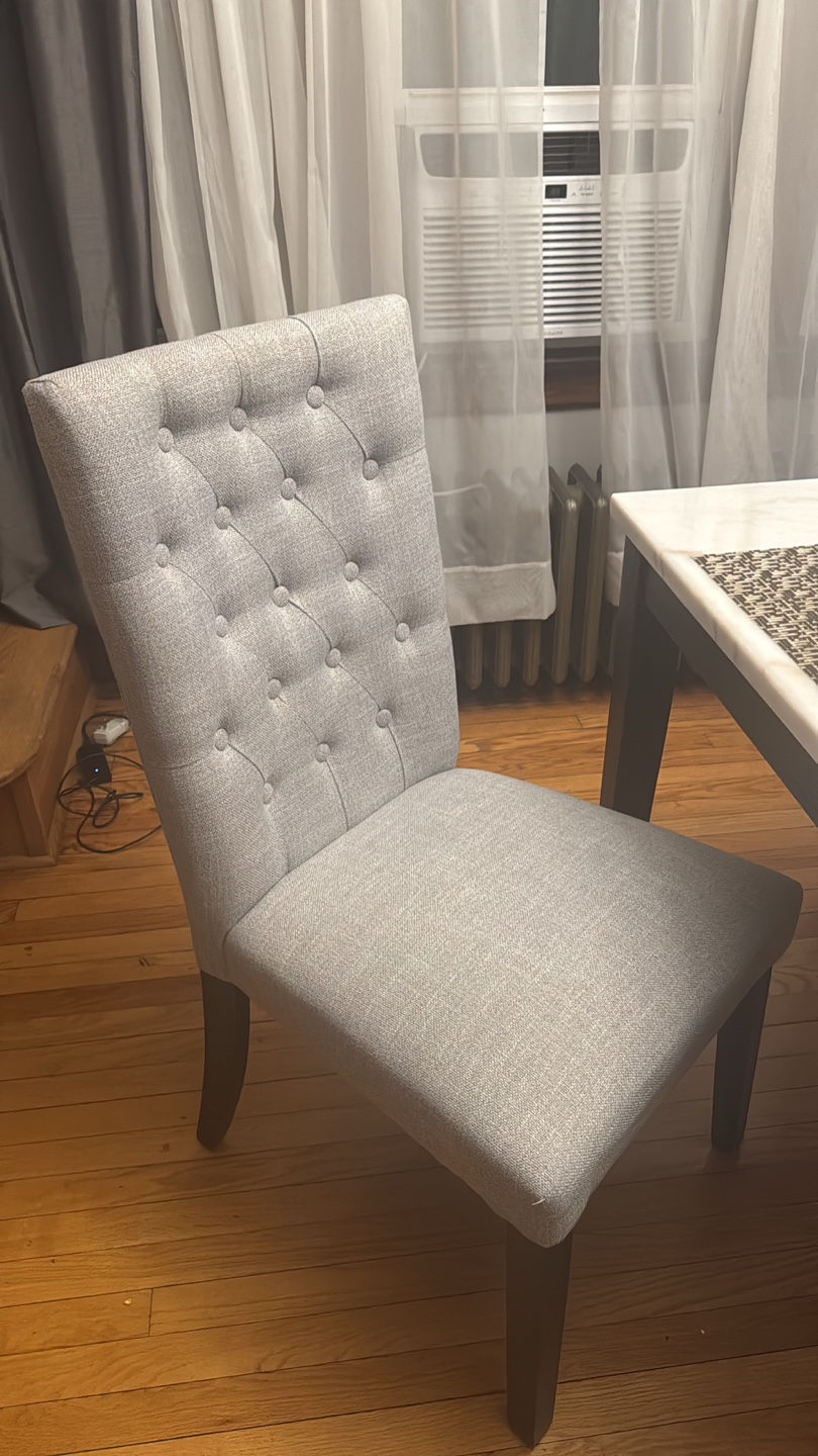 2 Grey Button Tufted Dining Chair