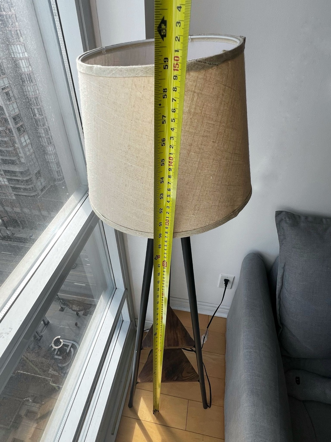 Tripod Floor Lamp with Wooden Shelves - photo 3