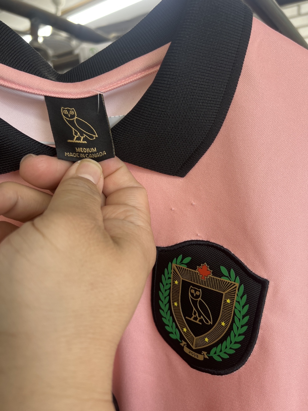 OVO Pink and Black Polo Shirt, Size Medium - photo 2