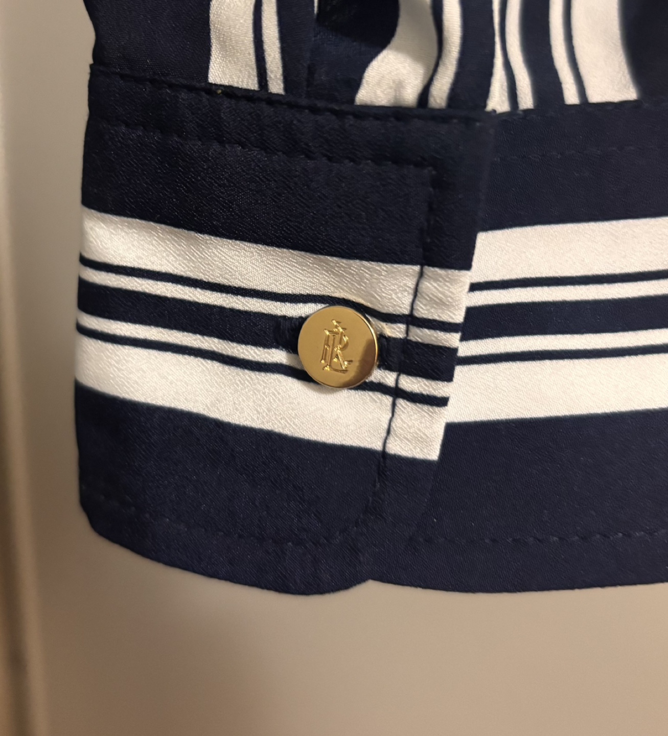 Lauren Ralph Lauren Navy and White Striped Wrap Dress, Size 16W - photo 4