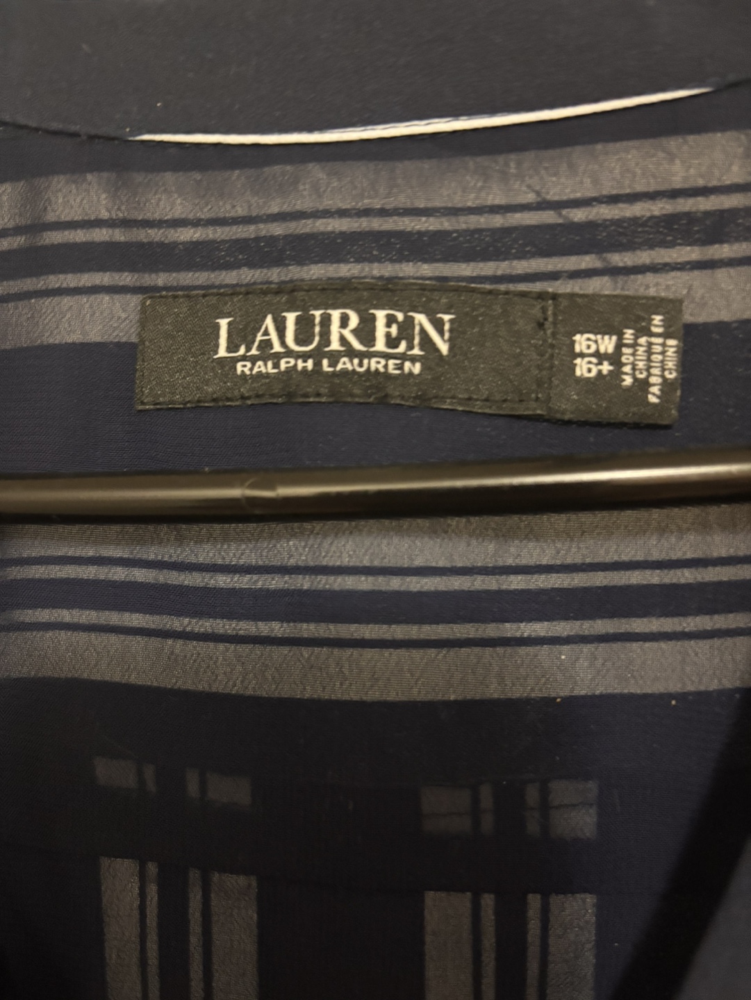 Lauren Ralph Lauren Navy and White Striped Wrap Dress, Size 16W - photo 3