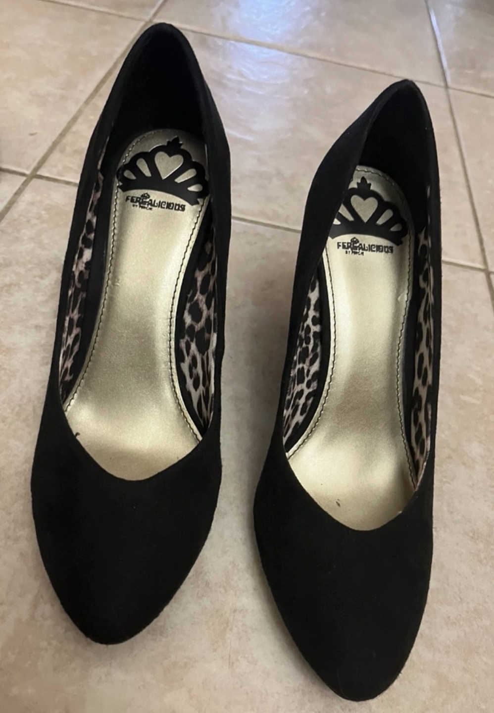 Black Suede Heels Size 6.5