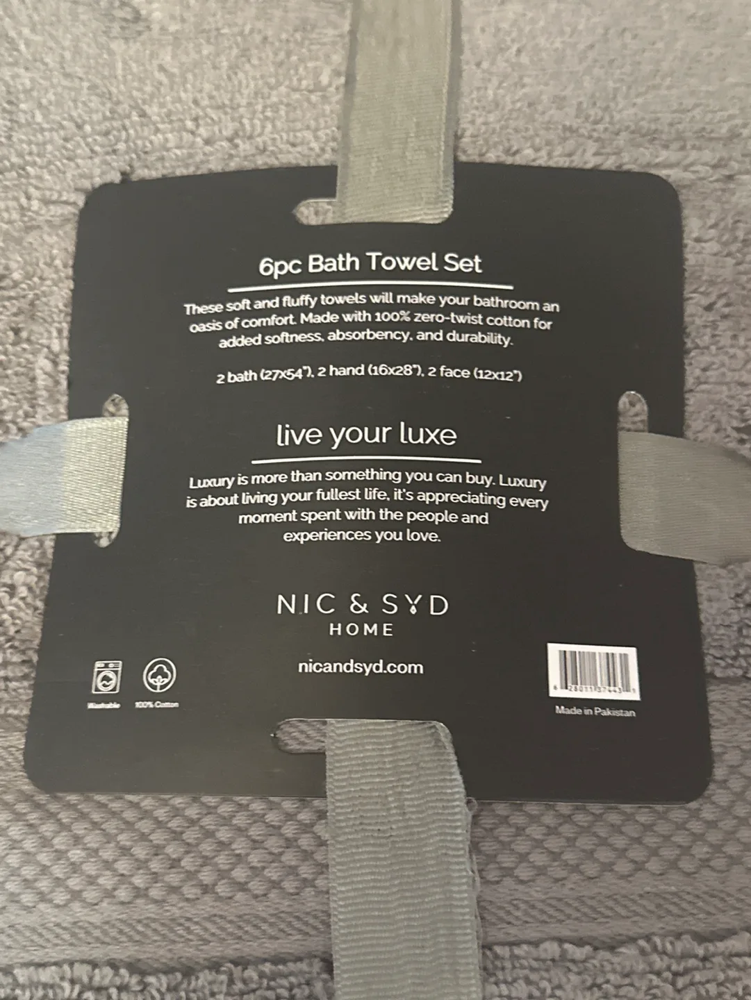 Nic & Syd Home 6pc Bath Towel Set - Grey image indicator(2)