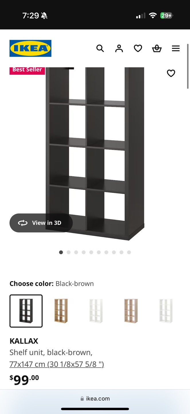 IKEA KALLAX Shelf Unit - Black-Brown