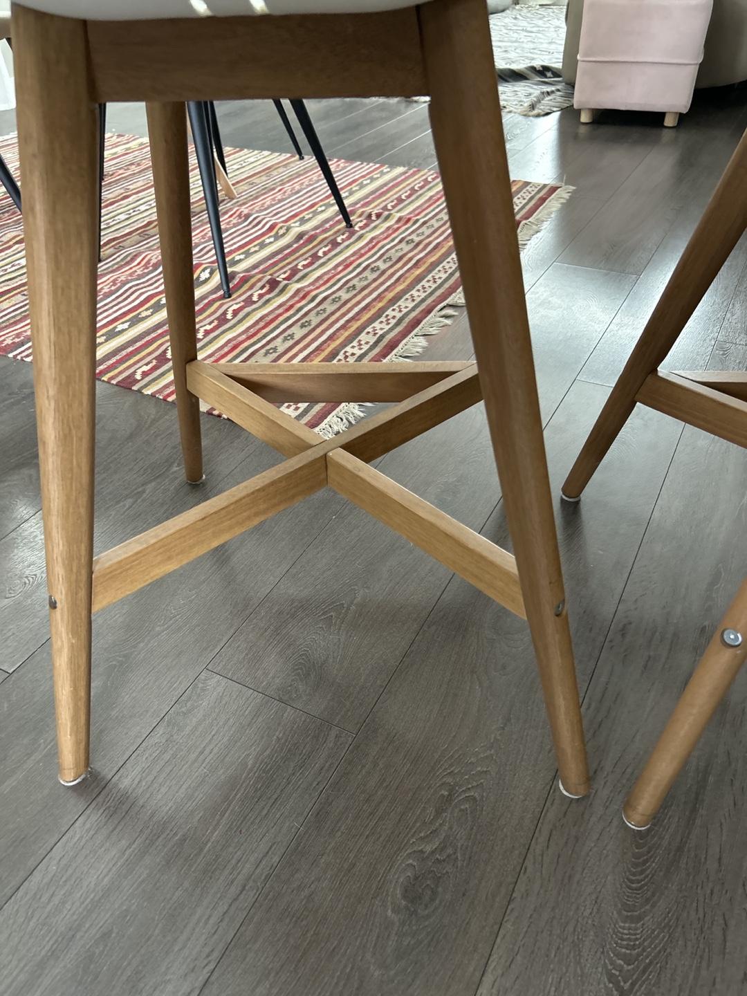 Pair of White and Light Brown Counter Height Stools - photo 4