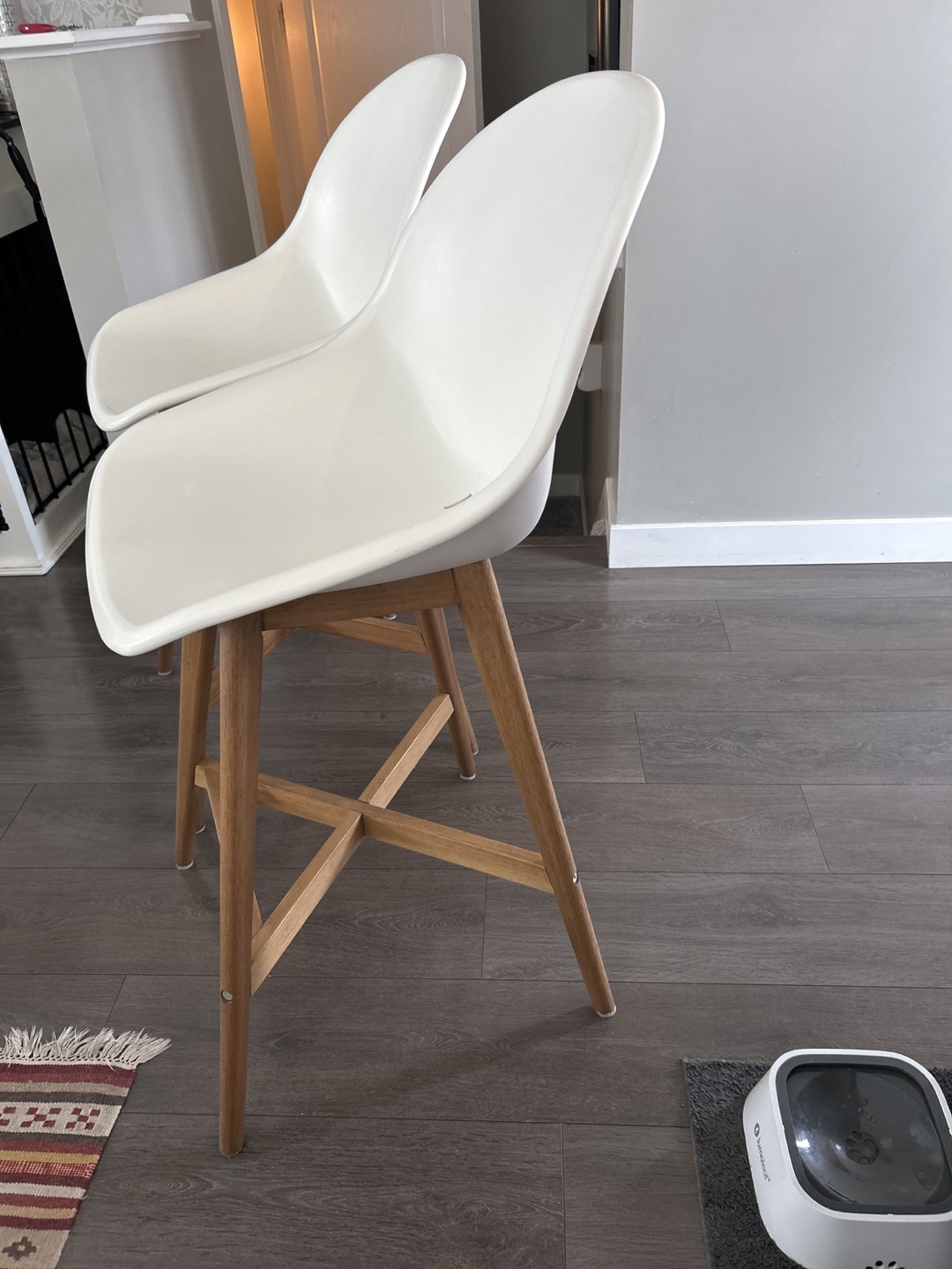 Pair of White and Light Brown Counter Height Stools - photo 2
