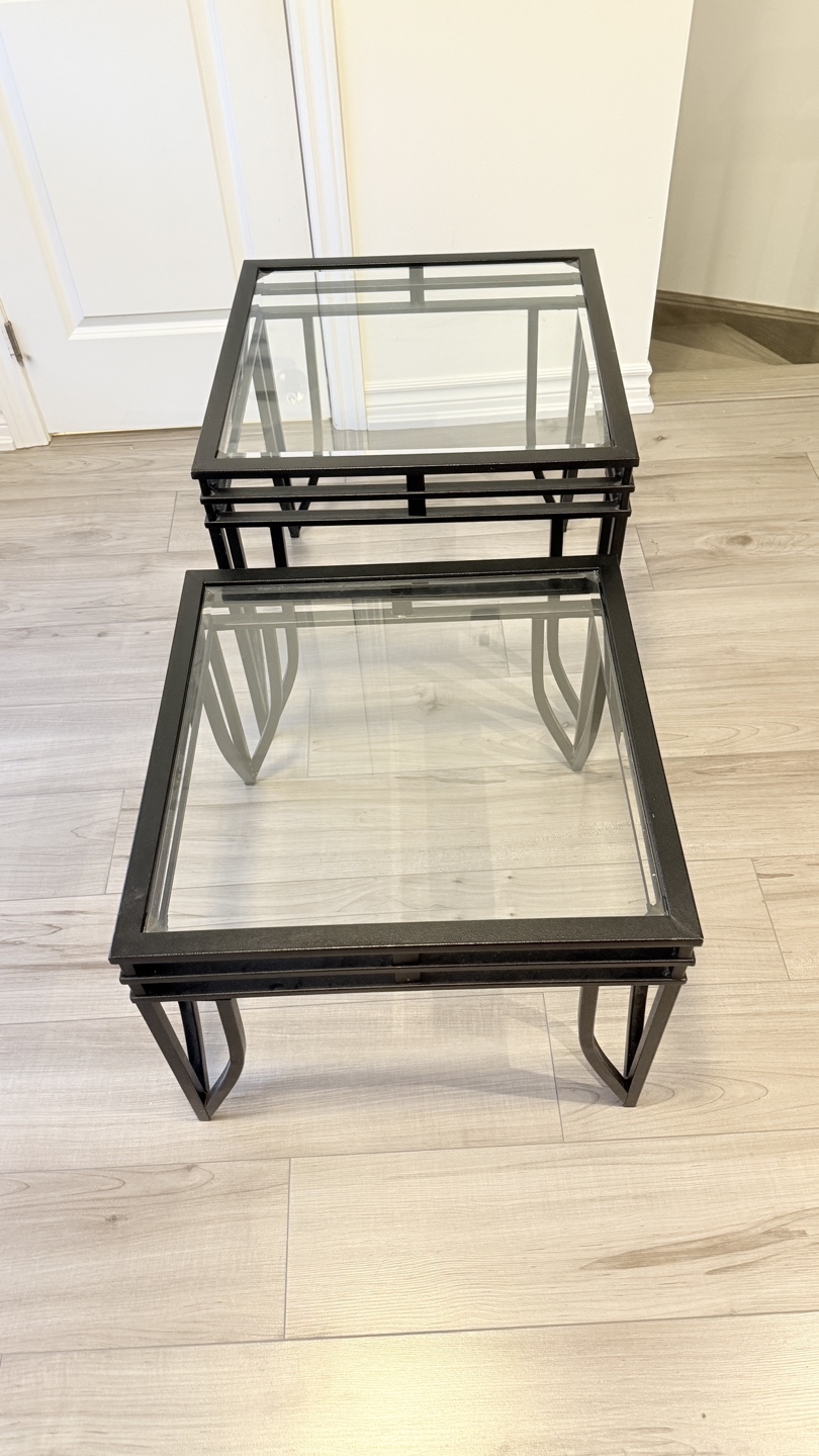 Pair of Glass Top Tables
