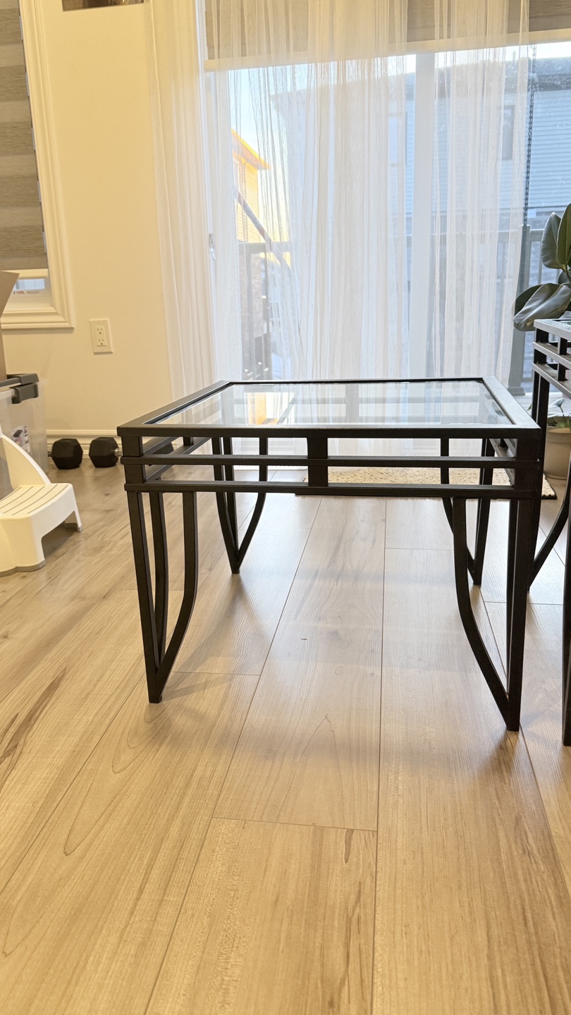 Pair of Glass Top Tables - photo 4