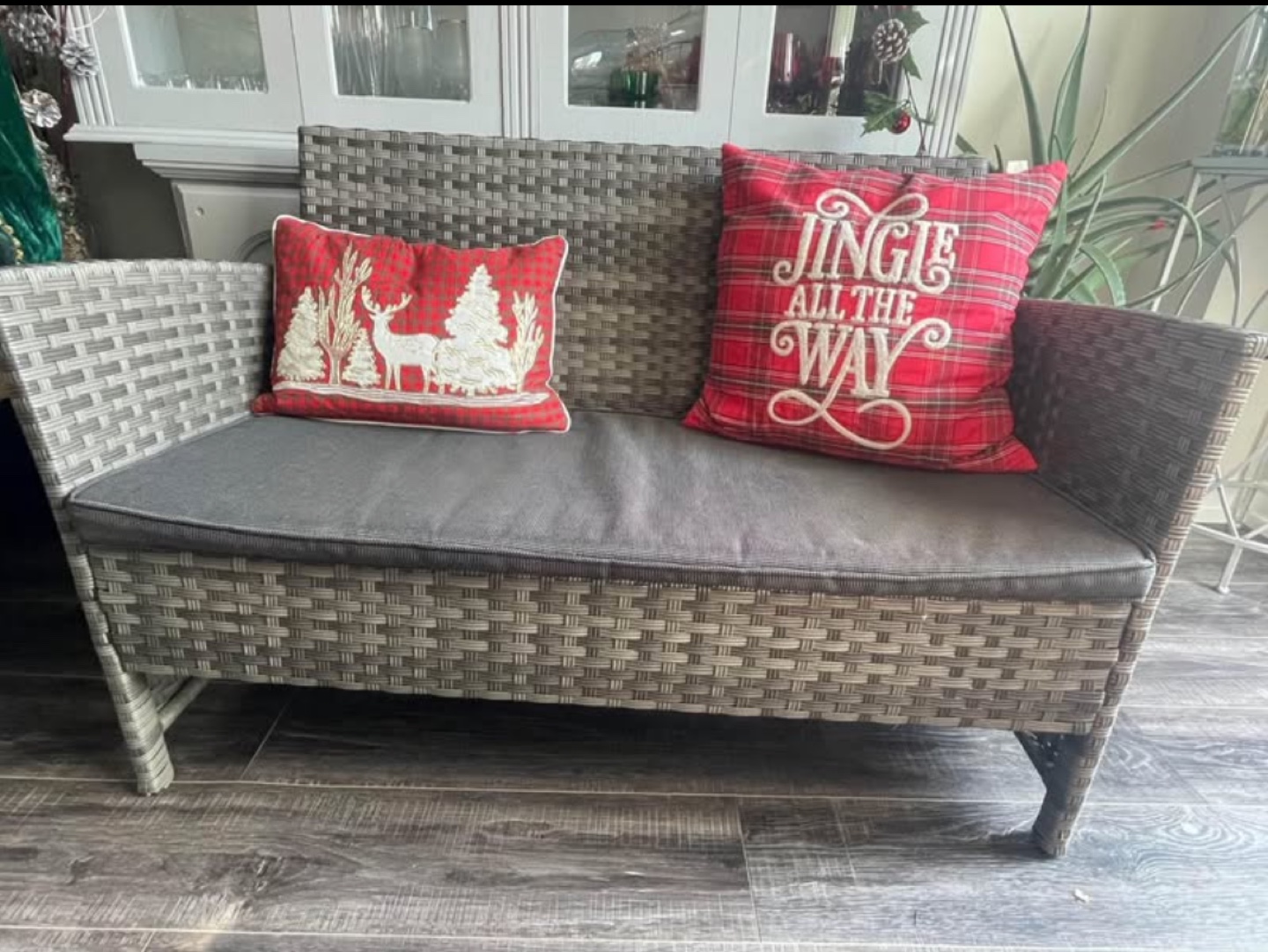 Grey Wicker Patio Loveseat