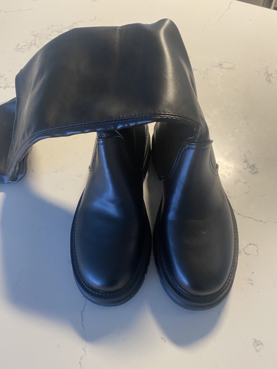 Women's Black Knee-High Boots with Thick Bottoms - photo 2
