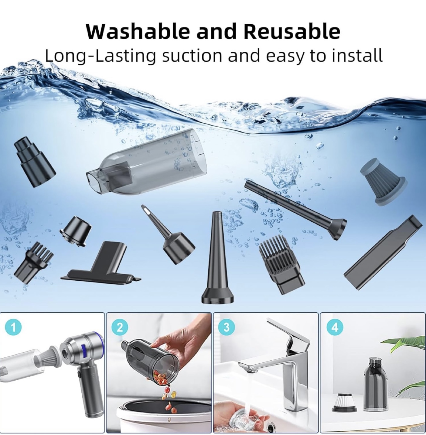 Portable Handheld Car Vacuum Cleaner with Multiple Attachments - photo 3
