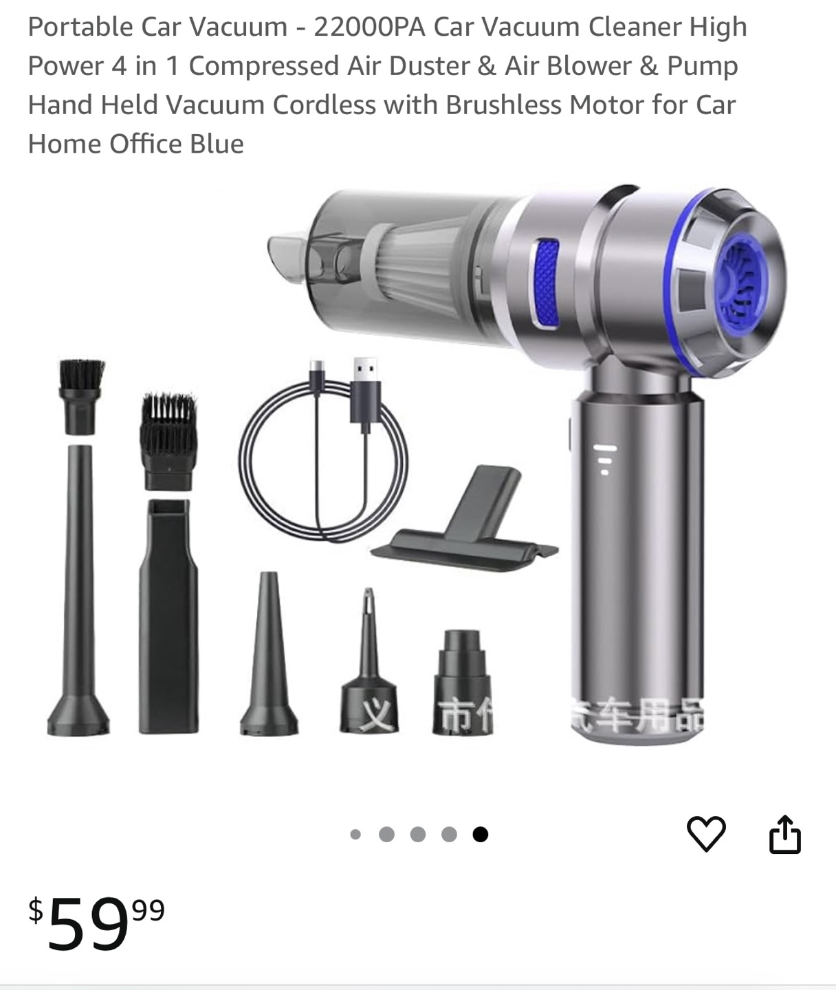 Portable Handheld Car Vacuum Cleaner with Multiple Attachments