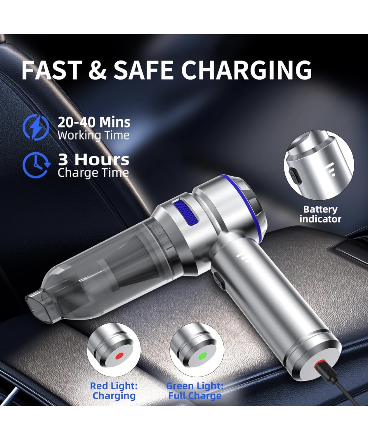 Portable Handheld Car Vacuum Cleaner with Multiple Attachments - photo 5