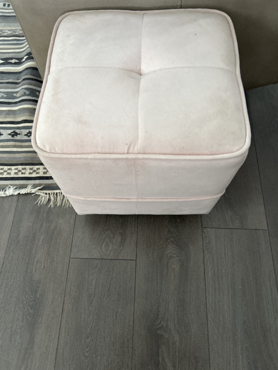 Pink Velvet Ottoman