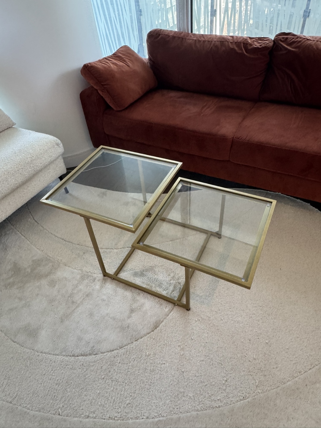 Modern Glass and Gold Coffee Table