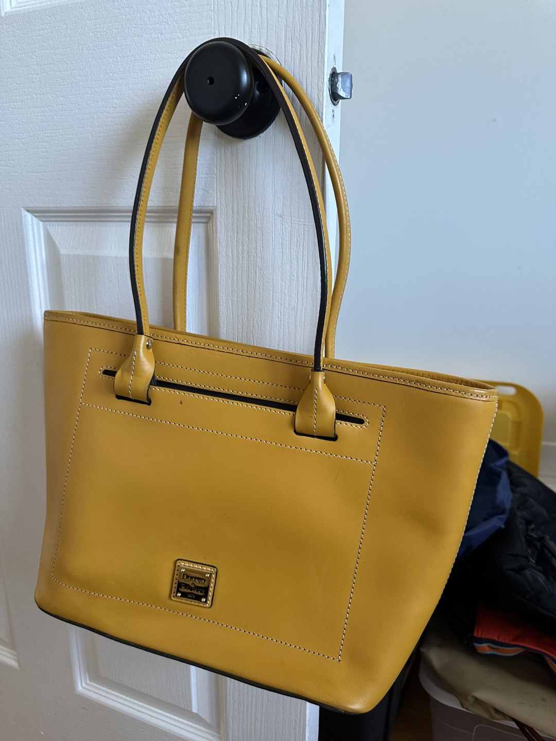 Dooney & Bourke Mustard Yellow Leather Tote Bag