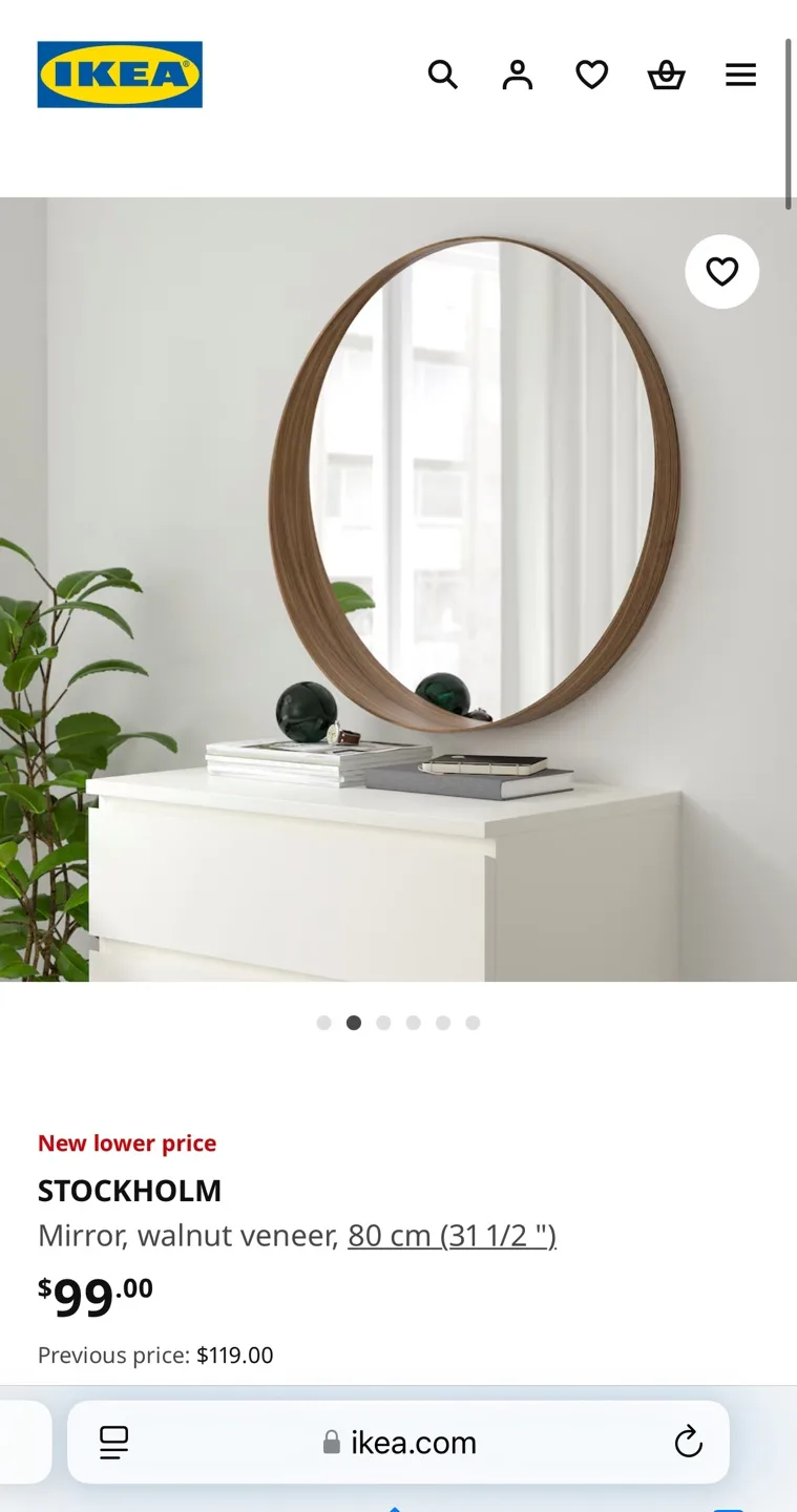 IKEA STOCKHOLM Round Wall Mirror - Walnut Veneer image indicator(2)