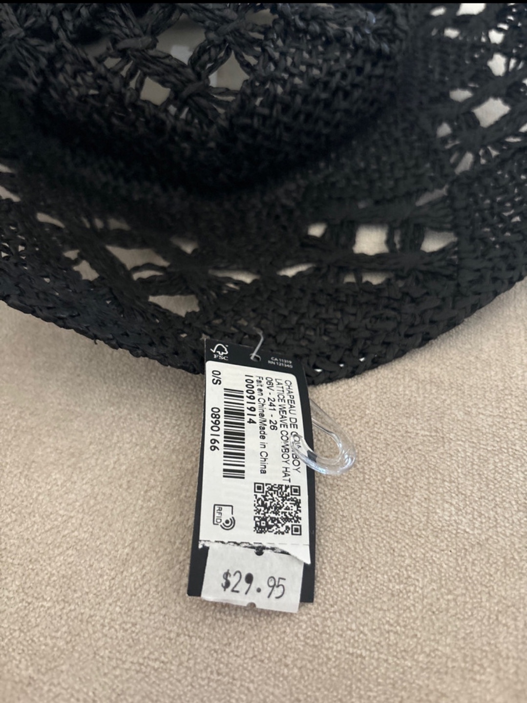 Black Crochet Straw Cowboy Hat - photo 3
