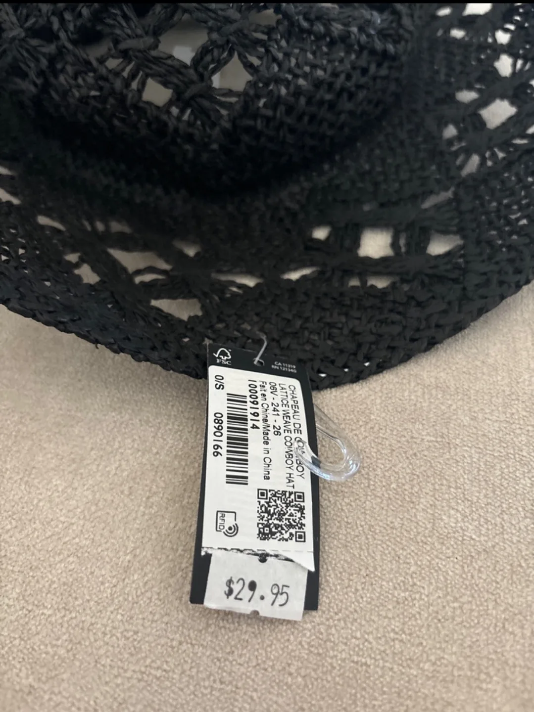 Black Crochet Straw Cowboy Hat image indicator(3)