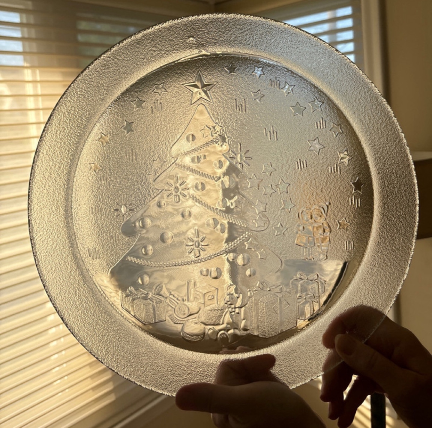 Vintage 13" Dia Xmas Glass Platter